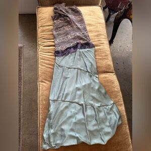 silk mix media dress Top part stretch knit material.Silk charmeuse bottom skirt